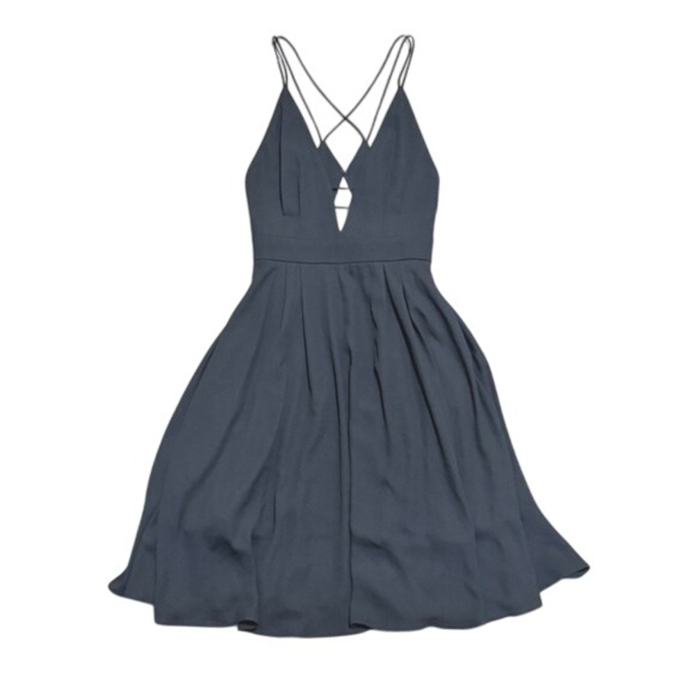 La Mania Selene Dress Elegant Black Midi Strappy LBD Cocktail Party Wedding